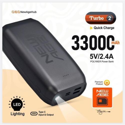 New Age 33000mAh Digital POWER BANK TYPE C INPUT & OUTPUT